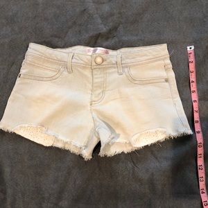 SOLD! Juniors Light Denim Shorts with White Lace